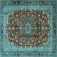 thumbnail image 1 of Ahgly Company Indoor Square Medallion Light Blue Traditional Area Rugs, 8' Square, 1 of 4