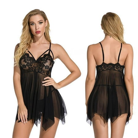 

SUANMAY Sexy Lace Lingerie Ladies Fashion Lingerie (Black) Black L