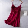 thumbnail image 5 of Lenpel Nightgown with Built in Bra for Women Lace V Neck Spaghetti Strap Sleepwear Mini Dresses Fashion Ruffle Trim House Pajama Dresses, 5 of 7