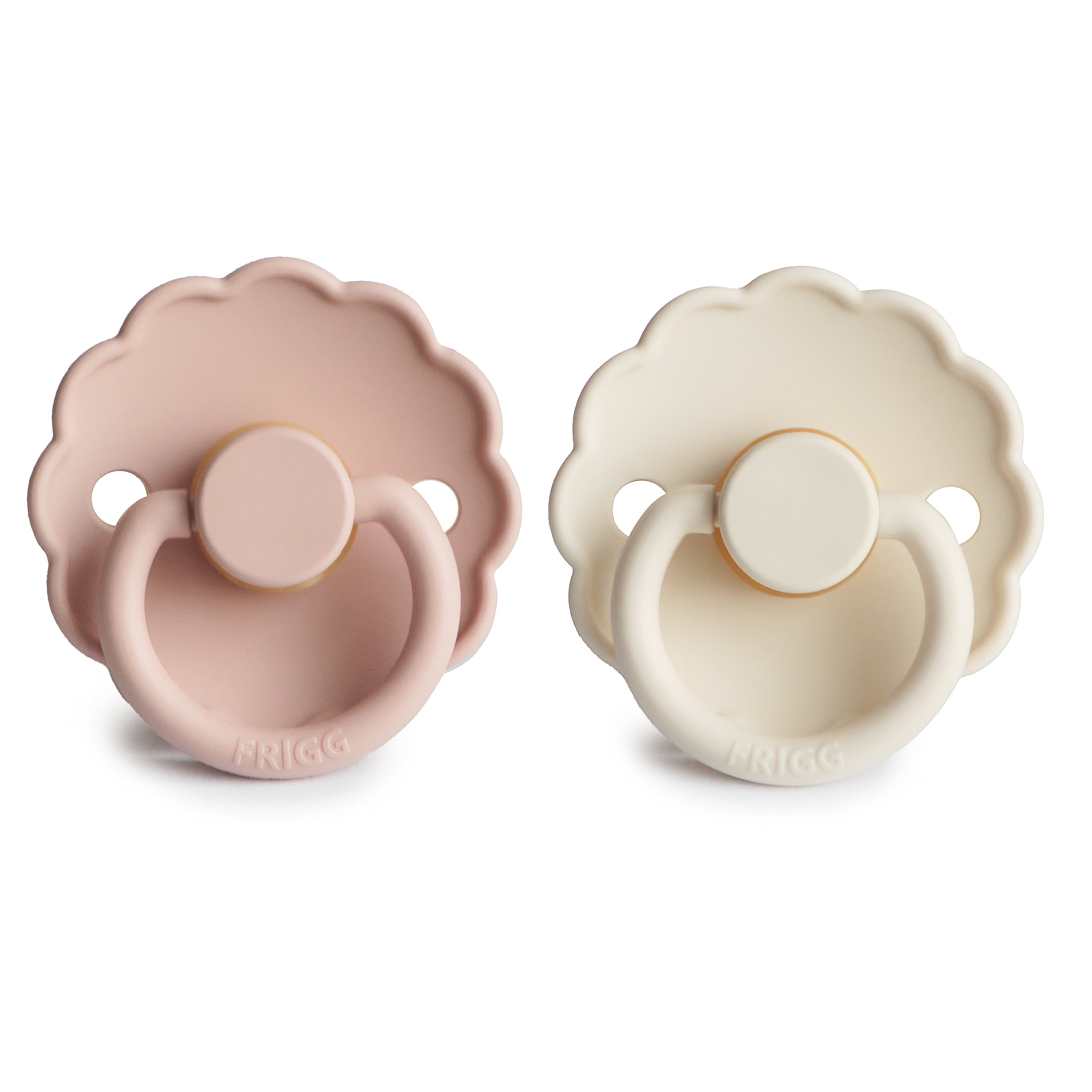 FRIGG Daisy Natural Rubber Pacifier 2-Pack, 6-18 Months, Blush/Cream