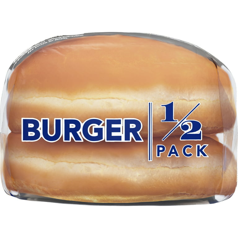 Lewis Bake Shop White Half Pack Burger Buns, 7.5 oz, 4 Count