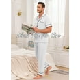 thumbnail image 4 of ANLIQI Mens Pajamas Set 100% Cotton Soft Button Pajamas for Men Short Sleeve Sleepwear 2 Piece Lounge Pjs Sets (White,M), 4 of 8