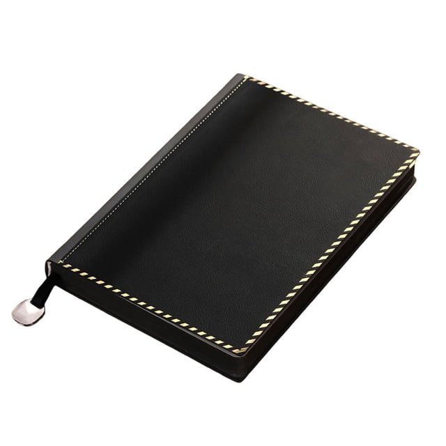Bearachild Cuaderno de tamaño A5, cubierta de cuero para trabajo, diario, papelería, 160 hojas, 320 páginas, estudiantes, universidad, libro de Suministros de escritura y corrección Negro