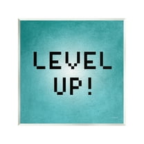 Stupell Industries Level Up Vintage Pixels Typography Painting Unframed Art Print Wall Art, 12 x 12