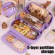 thumbnail image 5 of Large Capacity Pencil Case Organizer | Multifunctional Cloth Pen Holder | Zippered Bag for Office & Travel | Stationery Storage Box | 21x12x7cm | Coffee Purple Green Black | 1 Pc, 5 of 6