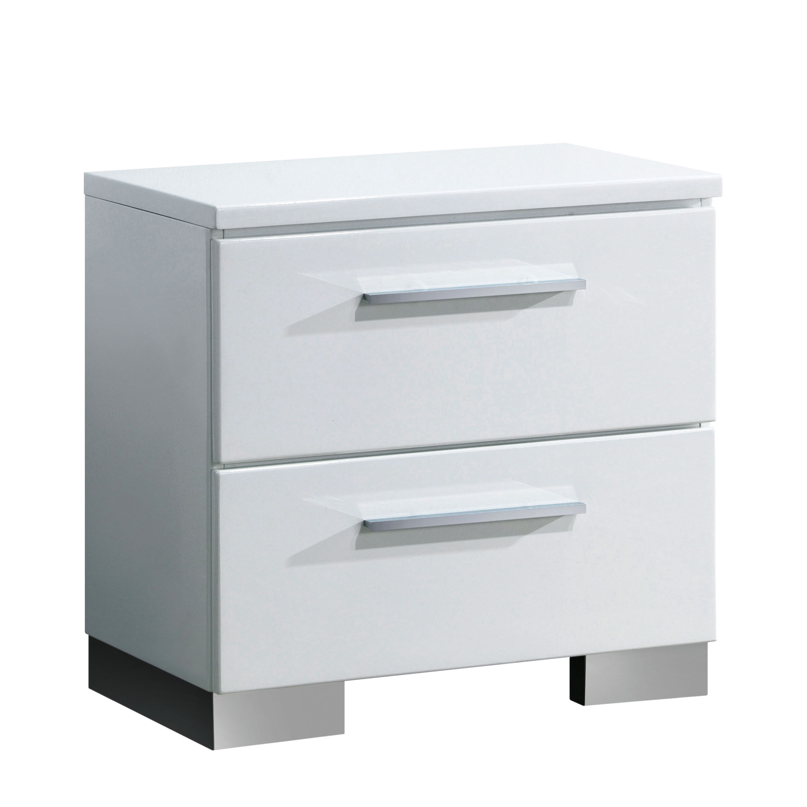 Furniture of America Acrysta Bedroom Set, 1 Eastern King Bed, 1 Nightstand, Glossy White