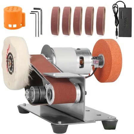 Heavy-Duty Mini Belt Sander (Variable Speed 7-Speed) - W/10 Belts for Knife Making Wood/Metalworking DIY - Ideal for Hobbyists/Professionals Home Workshop
