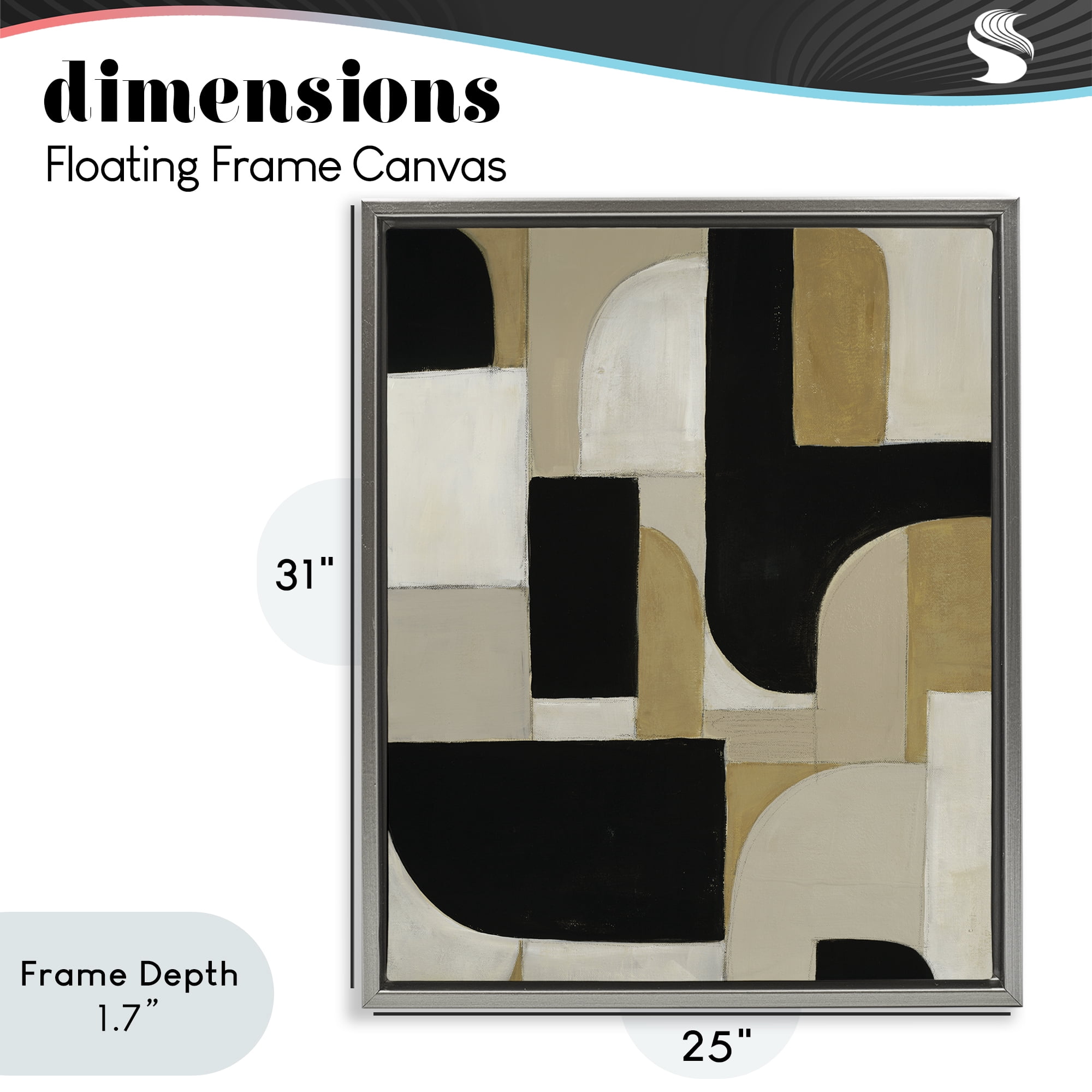 Stupell Industries Black & Neutral Shapes Gray Framed Floater Canvas Wall Art, design by Kippi Leonard