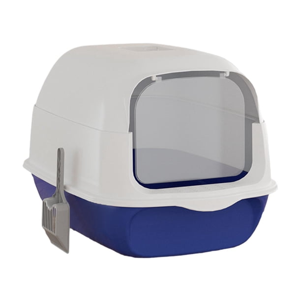 Caja de Arena para Gatos Completamente Cubierta Y Pala para Arena, Alta Capacidad, Desmontable, Antisalpicaduras, Fácil de Limpiar, Bandeja de Arena P Azul