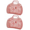 thumbnail image 1 of 2Pcs Storage Basket Large Capacity Hollow Design with Handle Beach Basket Sundries Storage Container Home Supplies Red One Size, 1 of 13