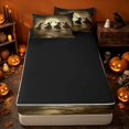 thumbnail image 4 of Erosebridal Spooky Witch Zipper Queen Comforter Set with Fitted Sheet and 2 Pillowcases, Halloween Vintage Moon Zipper Bedding Set for Boys Girls, Sepia Brown, Black Reversible, 4 of 7