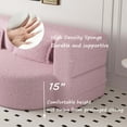 thumbnail image 6 of Miniyam Convertible Teddy Fabric Foam-Filled Sleeper Sofa Bed, 15" Full Size Folding Mattress for Living Room, Guest Bed, Playroom， No Assembly Required, Pink, 6 of 10