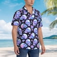thumbnail image 5 of Daiia blue Skull flower Hawaiian Shirt for Men Gentle Cotton Regular Short Sleeve Casual-Large, 5 of 9