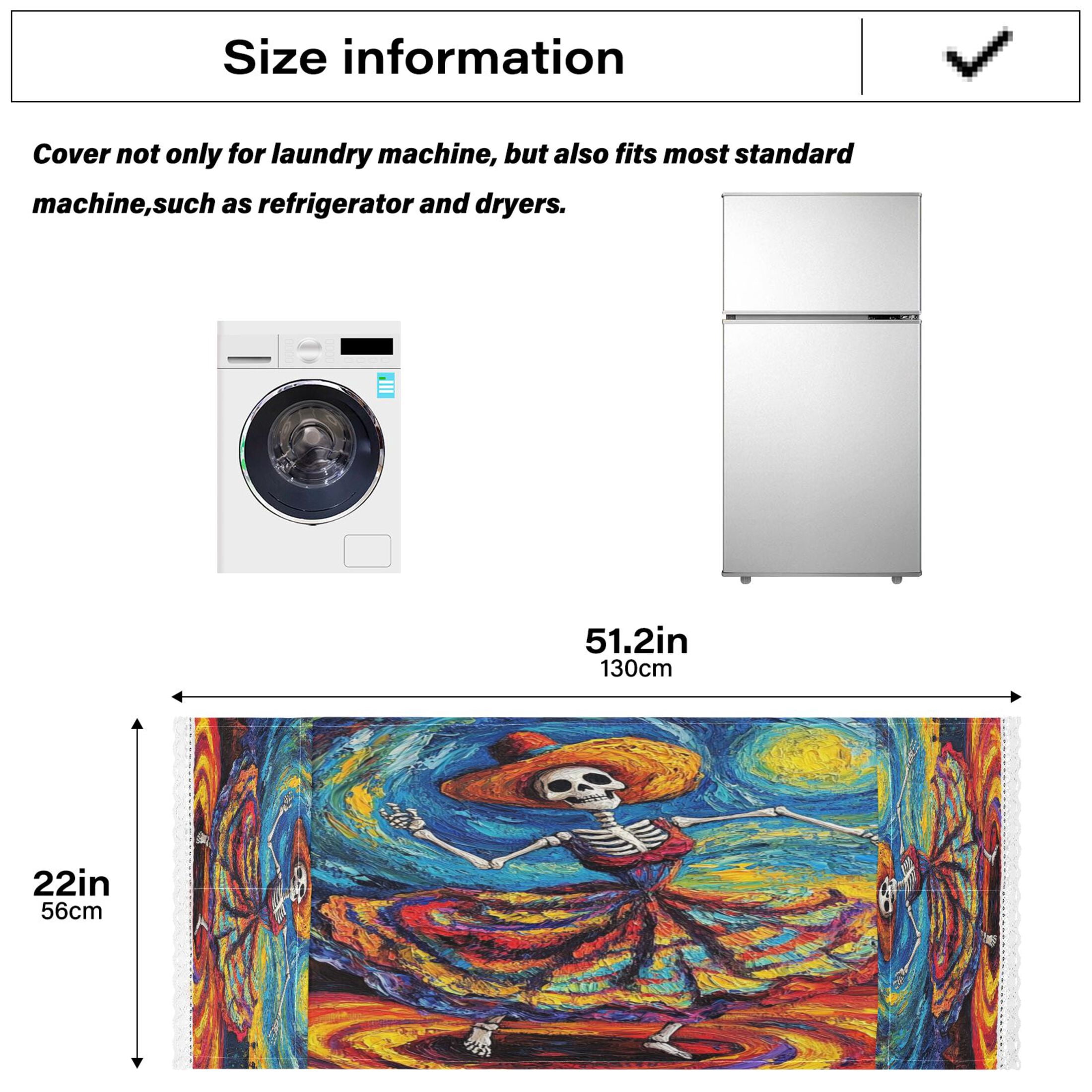 WOBOGO Colorful Skirt Skeleton Washing Machine Cloth Dryer Refrigerator Top Cover Protective Non-Slip Mat For Kitchen Laundry