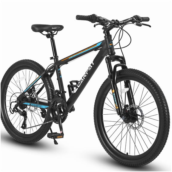 26 Inch Mountain Bike, 21 Speed Mechanical Disc Brakes, High Carbon Steel Frame, Suspension, Blue