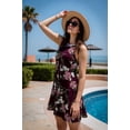 thumbnail image 6 of Aiyino Women's Maxi Dresses Plus Size Sleeveless Summer Casual Sundress Dress With Pockets,XL Flower Wine red, 6 of 8
