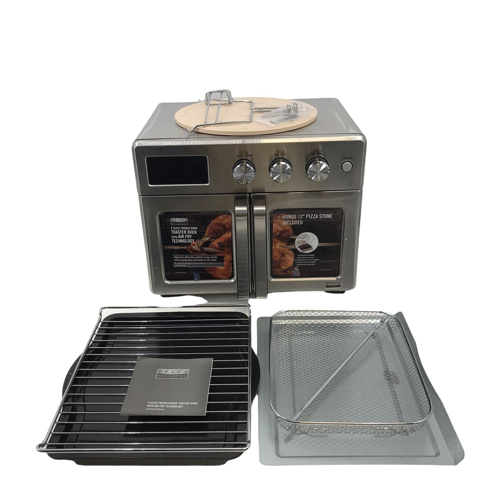 Bella Pro Series 12in1 6Slice Toaster Air Fryer 33Qt Oven 90134 