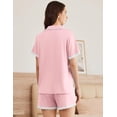 thumbnail image 4 of Ekouaer Womens Pajamas Set Short Sleeve Sleepwear Button Down Lounge Set Lace Top and Shorts Pjs Nightwear, 4 of 7