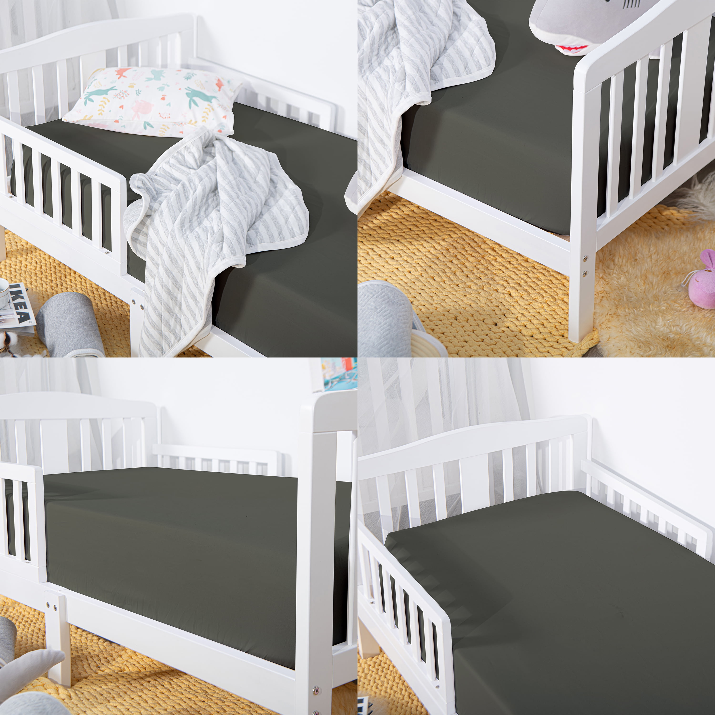 Microfiber Easy Care Fitted Crib Sheet, Ultra Soft and Cozy Crib Sheet for Baby Boys and Girls, Dark Gray, 28" x 52"