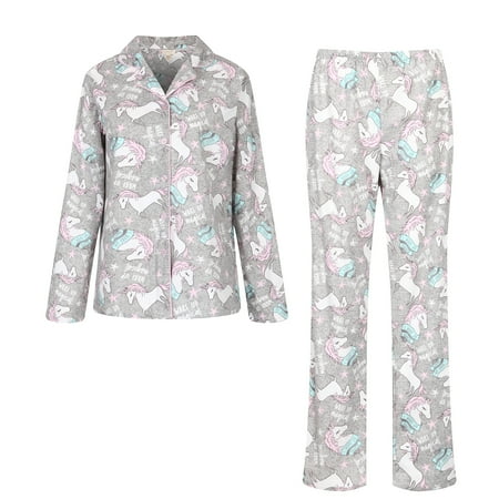 Richie House Women's Knit Flannel Pajama Sleepwear Set with Pants RHW2843