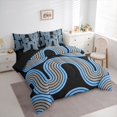 thumbnail image 2 of Homewish Aesthetic Wavy Stripes 7-Piece King Bedding,Modern Artwork King Bed in a Bag,Blue Gray,Black Reversible, 2 of 8