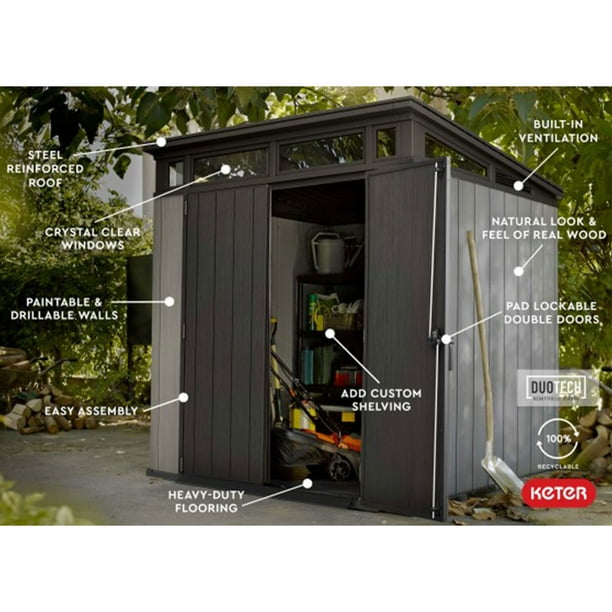 Keter Artisan 7 x 7 Ft Outdoor Shed for Garden Accessories and
