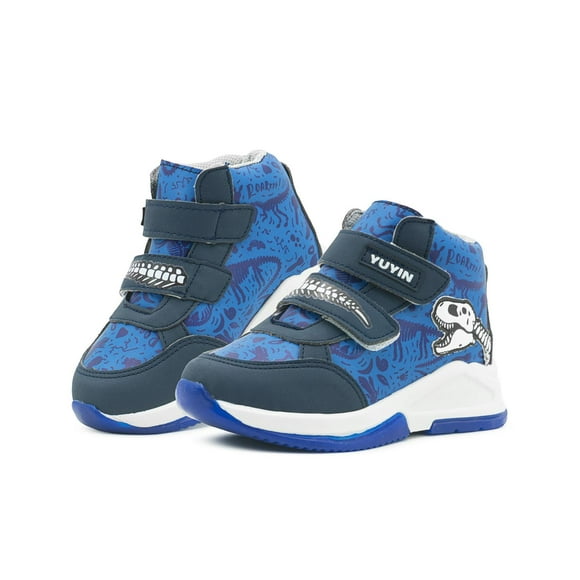 Tenis Bota Para Niño T-Rex Dinosaurios Azul Doble Velcro azul oscuro 16