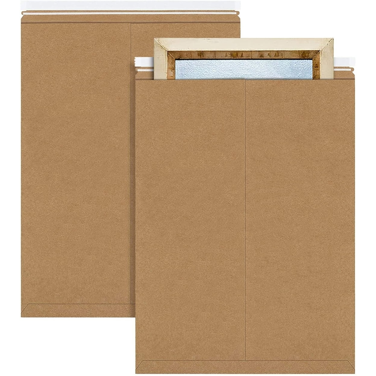 5 Pack Natural Brown Paperboard Rigid Mailers 20" x 27" SelfSeal Stay