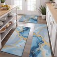 thumbnail image 2 of Blue Marble Gold Line Pattern Kitchen Rugs Sets Of 3,Kitchen Runner Rugs Non Skid Washable,Decorative Kitchen Floor Mats for Kitchen,Sink,Laundry,17"x30"+ 17"x47" + 17"x59", 2 of 6