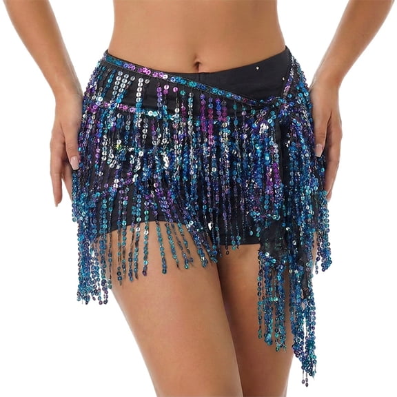 Women's Sequin Tassel Skirt Sparkly Fringe Skirt for Women Color BK7 Size One Size