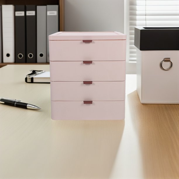 WASHWEPE Organizador Plástico Con Múltiples Cajones Para Maquillaje Y Artículos De Oficina Rosa