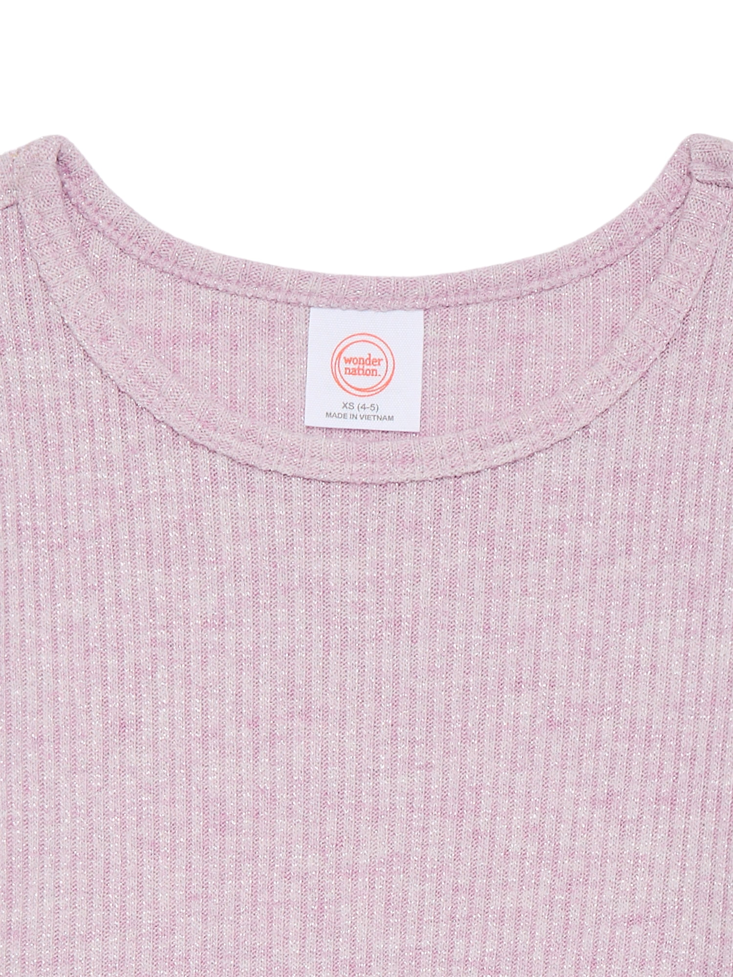 Wonder Nation Girls Long Sleeve Knit Shine Top, Sizes 4-18 & Plus