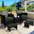thumbnail image 3 of YKITRD Wicker Ottomans, Set of 2 Footrest with Removable Cushion, 2pcs PE Rattan Side Table Additional Seating Multipurpose Outdoor Furniture for Patio, Backyard, Black/Gray, 3 of 9