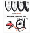 thumbnail image 5 of KFFKFF Bike Stand 2 Pack, Freestanding Vertical & Horizontal Bicycle Storage Rack, with Lockable Wheels, Adjustable Height Carbon Steel Upright Garage Floor Stand, Suitable for 20-29 in Wheels, Black, 5 of 9