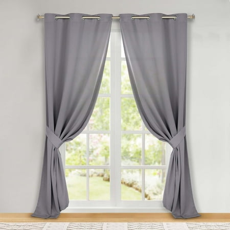 Superior Solid Blackout Curtains, Set of 2, 46" X 84", Silver