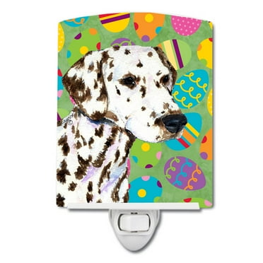 Caroline's Treasures SS4814CNL Dalmatian Easter Eggtravaganza Ceramic Night Light, 6x4x3", multicolor