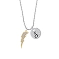 thumbnail image 2 of Delight Jewelry Goldtone Large Clear Crystal Lightning Bolt Silvertone Script Initial Disc - S - Charm Necklace, 20"+3", 2 of 4