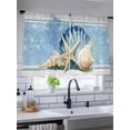 thumbnail image 5 of Sheer Curtains 45 Inch Length 2 Panels Set for Kitchen, Blue Coastal Starfish Semi Sheer Curtains for Windows, Vintage Wooden Nautical Coral Summer Voile Window Treatments Rod Pocket Curtain, 5 of 7