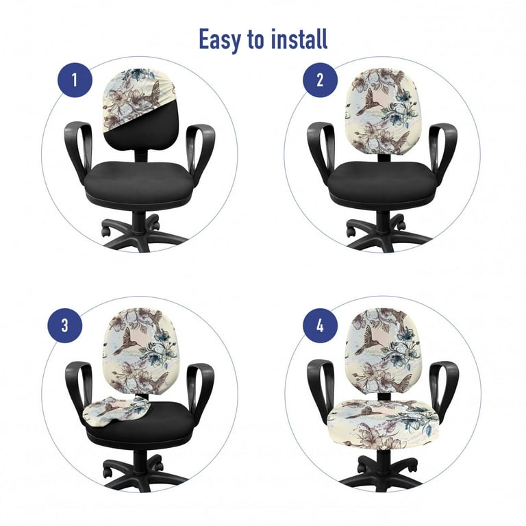 Hummingbird Office Chair Slipcover Birds And Hibiscus Flowers