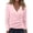 28# Pink, variant on Women's Casual Ribbed Wrap V Neck Tops Long Sleeve Soft Stretchy Slim Fit Knit Shirts with Side Buttons Shirts Pink S