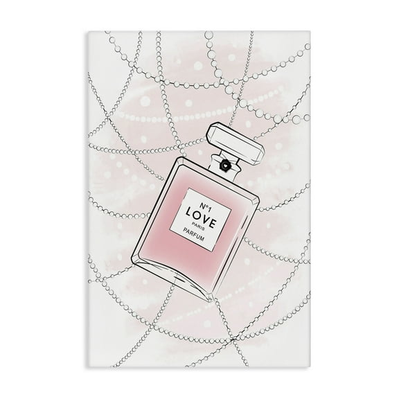 Stupell Industries Love Perfume & Pearls Beauty & Fashion Painting Gallery Wrapped Canvas Art Print Wall Art, 16 x 24