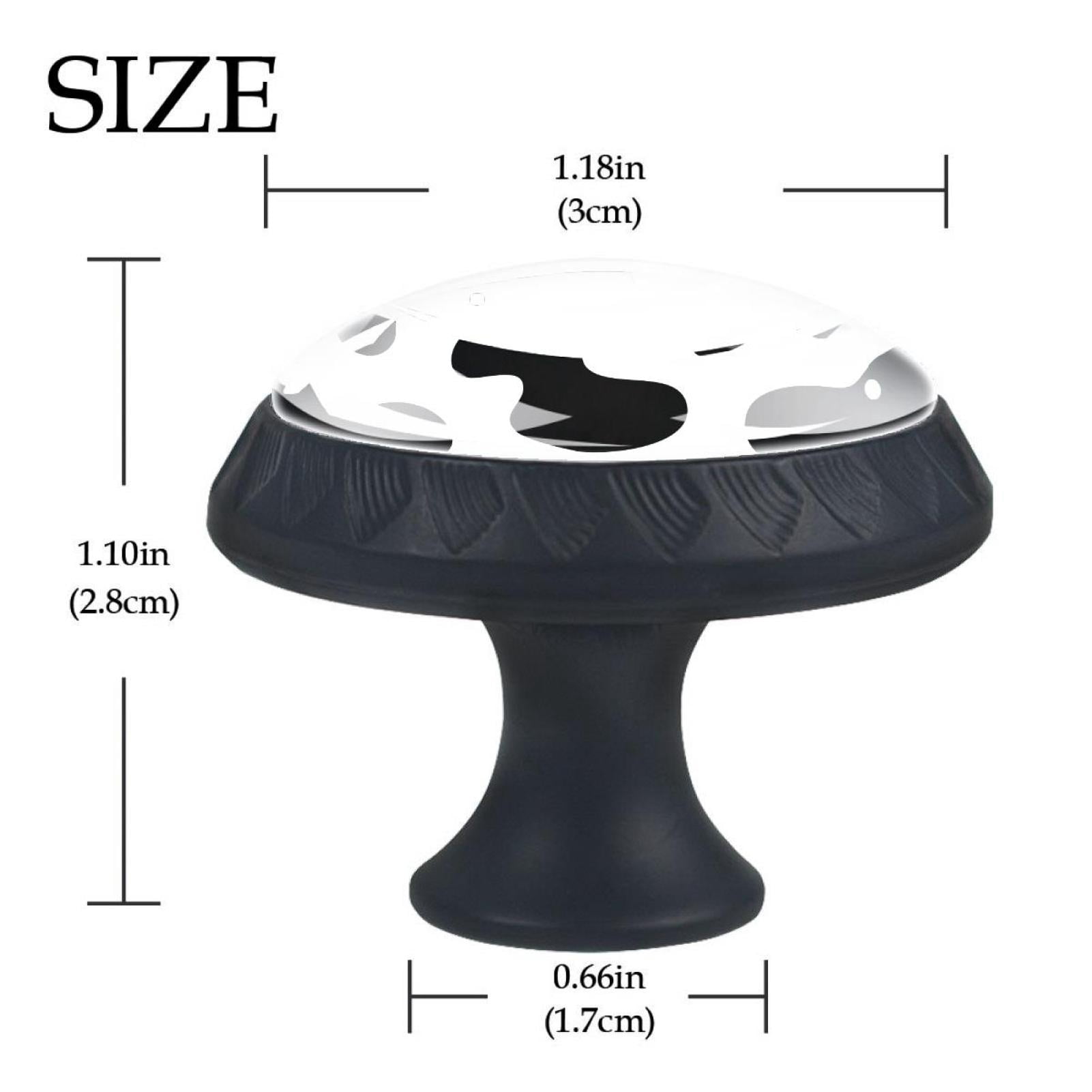 4 Pcs Cow Print Knobs for Kitchen Cabinet Cupboard Dresser Bookcase Drawer Pulls Handles Round Home Decor