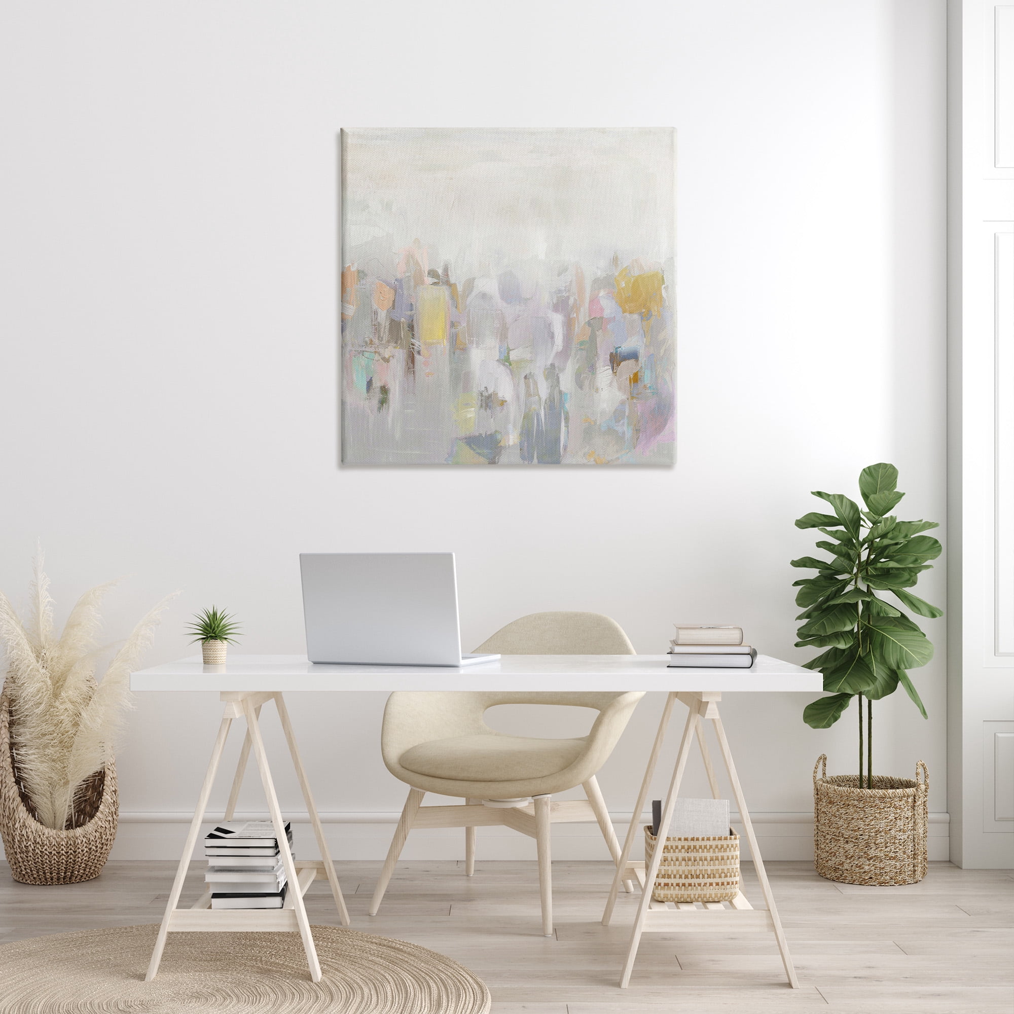 Stupell Industries Soft Grey Horizon Abstract Painting Gallery Wrapped Canvas Art Print Wall Art, 36 x 36