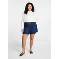 thumbnail image 2 of Terra & Sky Women's Plus Size Drapey Denim Shorts, Sizes 16W-26W, 2 of 5