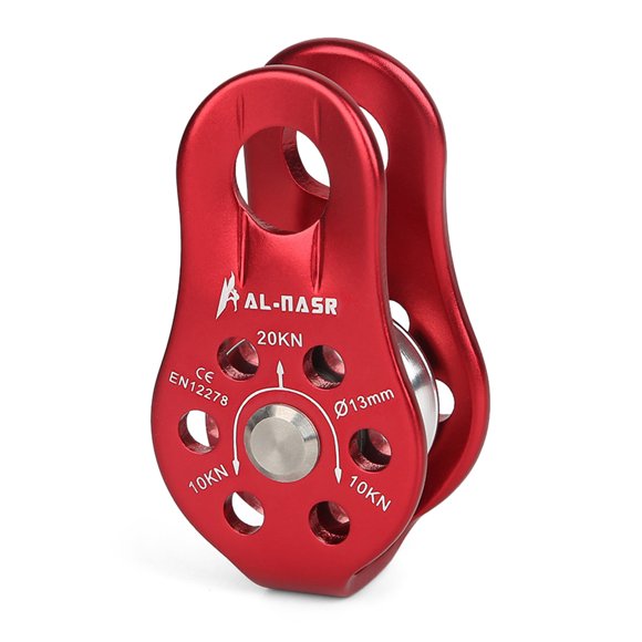 AL-NASR Professional Fixed Pulley Cable Trolley Pulley with Ball Bearing Climbing Caving Aloft Work Rescue Red