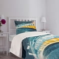 thumbnail image 3 of Ambesonne Yellow and Blue Quilted Bedspread Set 2 Pcs, Old Tram City, Twin Size, Slate Blue, 3 of 5
