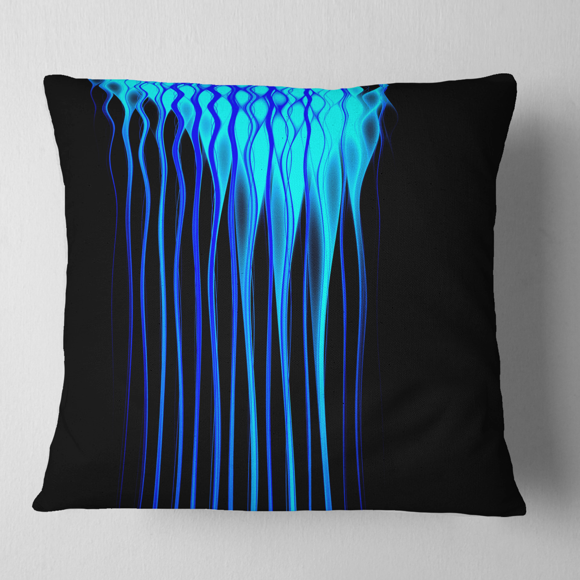 Designart Blue Flames Fractal Pattern - Abstract Throw Pillow - 18x18