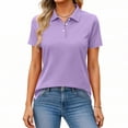 thumbnail image 2 of Women's Athletic Golf Polo Shirts - Short Sleeve Collared Quick Dry Lightweight Activewear Tops Light Purple XL, 2 of 5