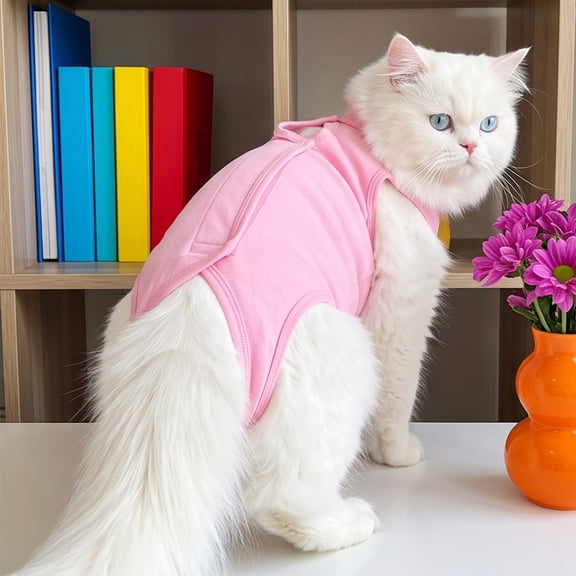 Cat Recovery Suit After Surgery, Breathable Stretch Four-Leg Pet Onesie to Help Prevent Licking and Biting, Secure Postoperative Clothing for Female Cats, Blue, Size XL