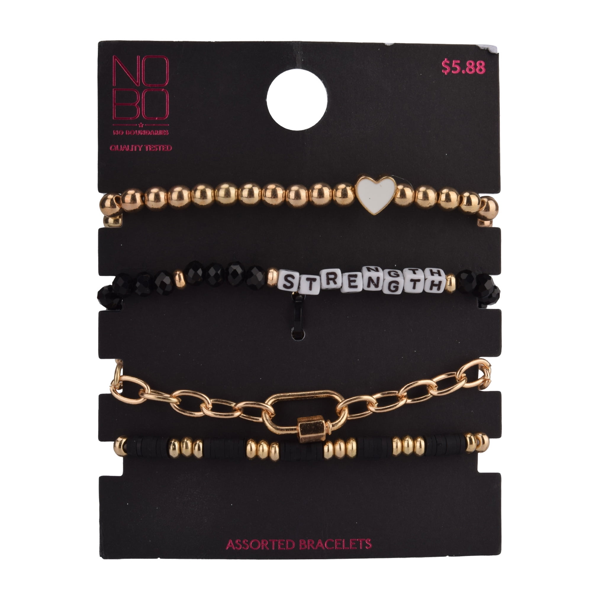 No Boundaries Women's Gold Tone 4pc Strength Bracelet Set